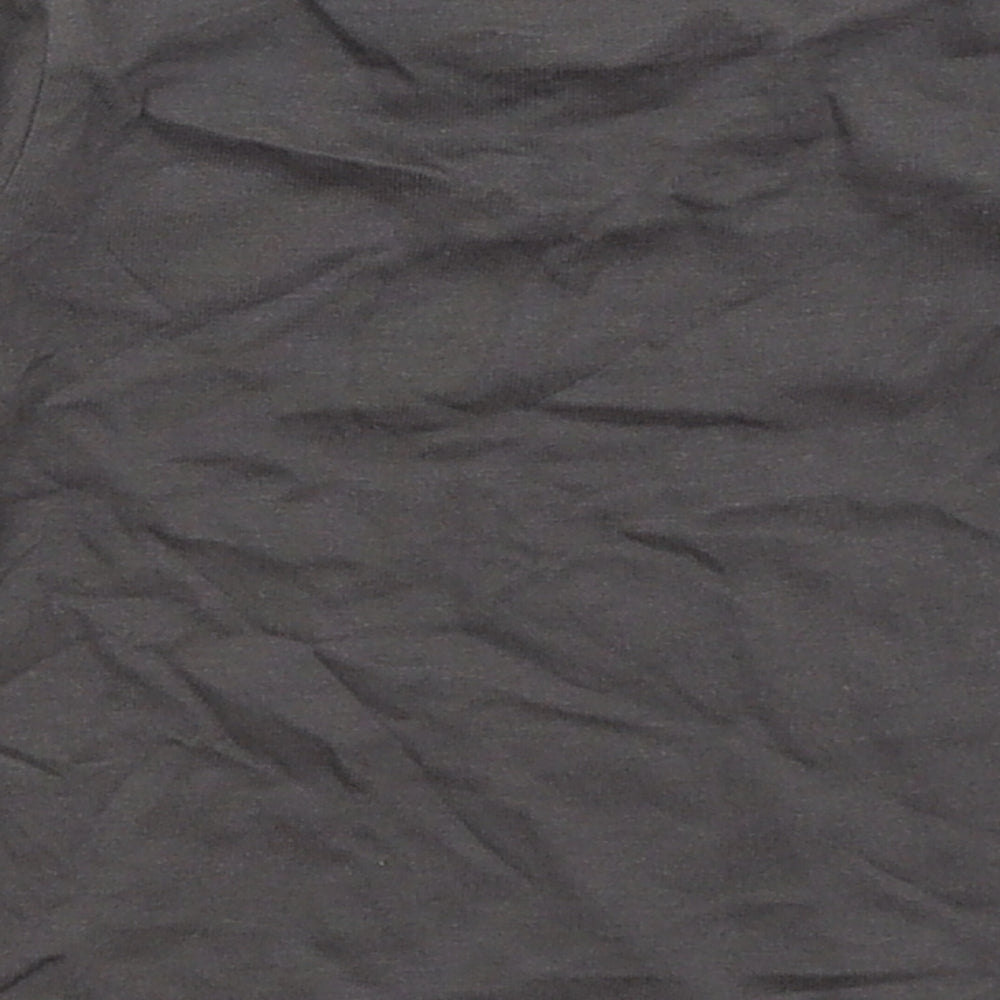 Brand and care label for Nutmeg Baby Grey Basic T-Shirt, size 3-6, Months - Stegosaurus