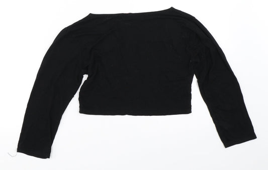 Boohoo Womens Black Cropped T-Shirt Size 8