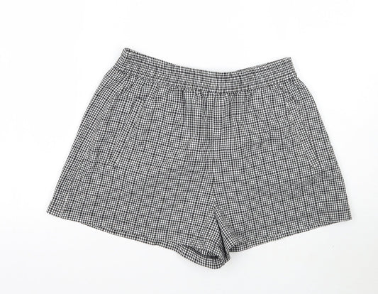 H&M Womens White Check Mom Shorts