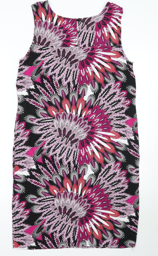 M&Co Womens Black Floral A-Line Size 12