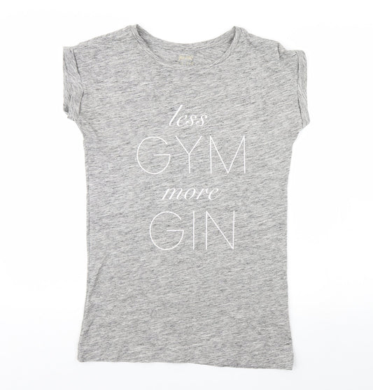 USA Pro Womens Grey Basic T-Shirt Size 6