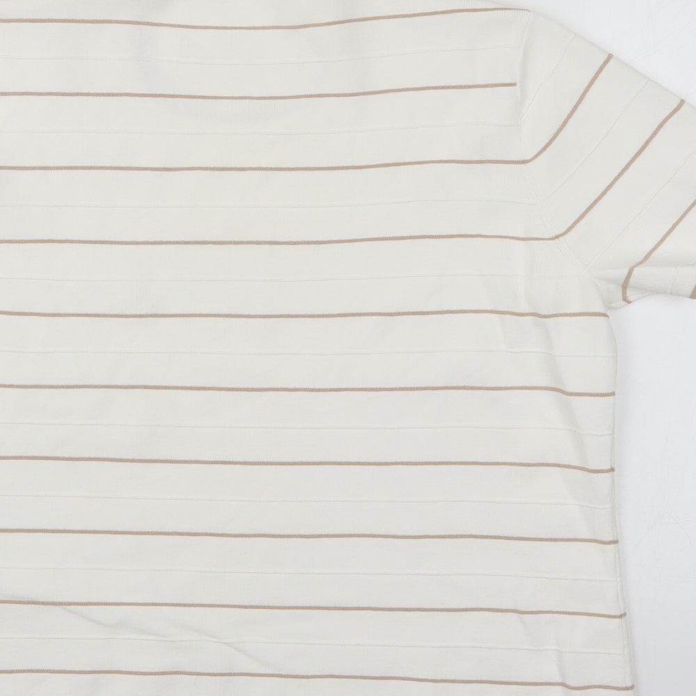 Preworn Womens White Striped Pullover Jumper Size 18