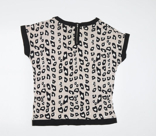 NEXT Womens Beige Animal Print Basic Blouse Size 12