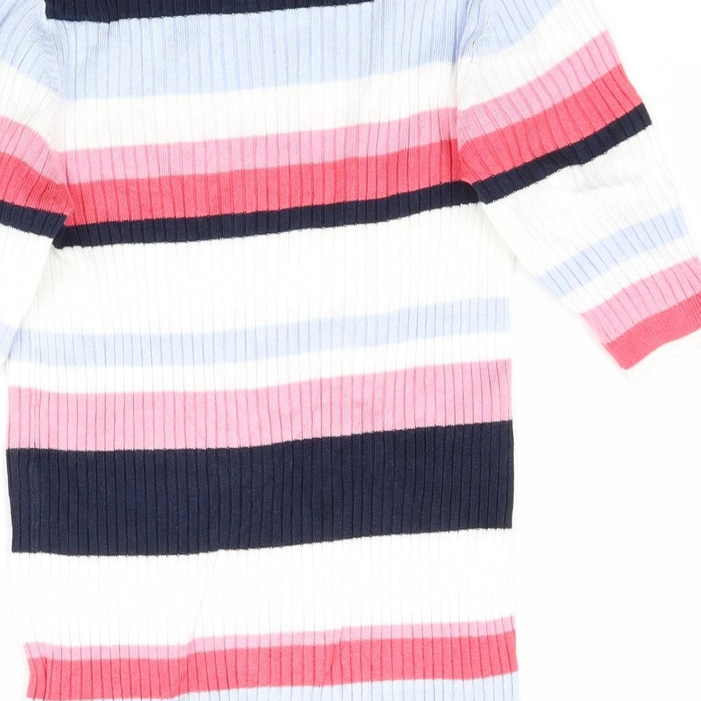 Marks and Spencer Womens Multicoloured Striped Knit Basic T-Shirt Size 6