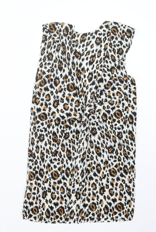 Topshop Womens Black Animal Print Basic T-Shirt Size 8