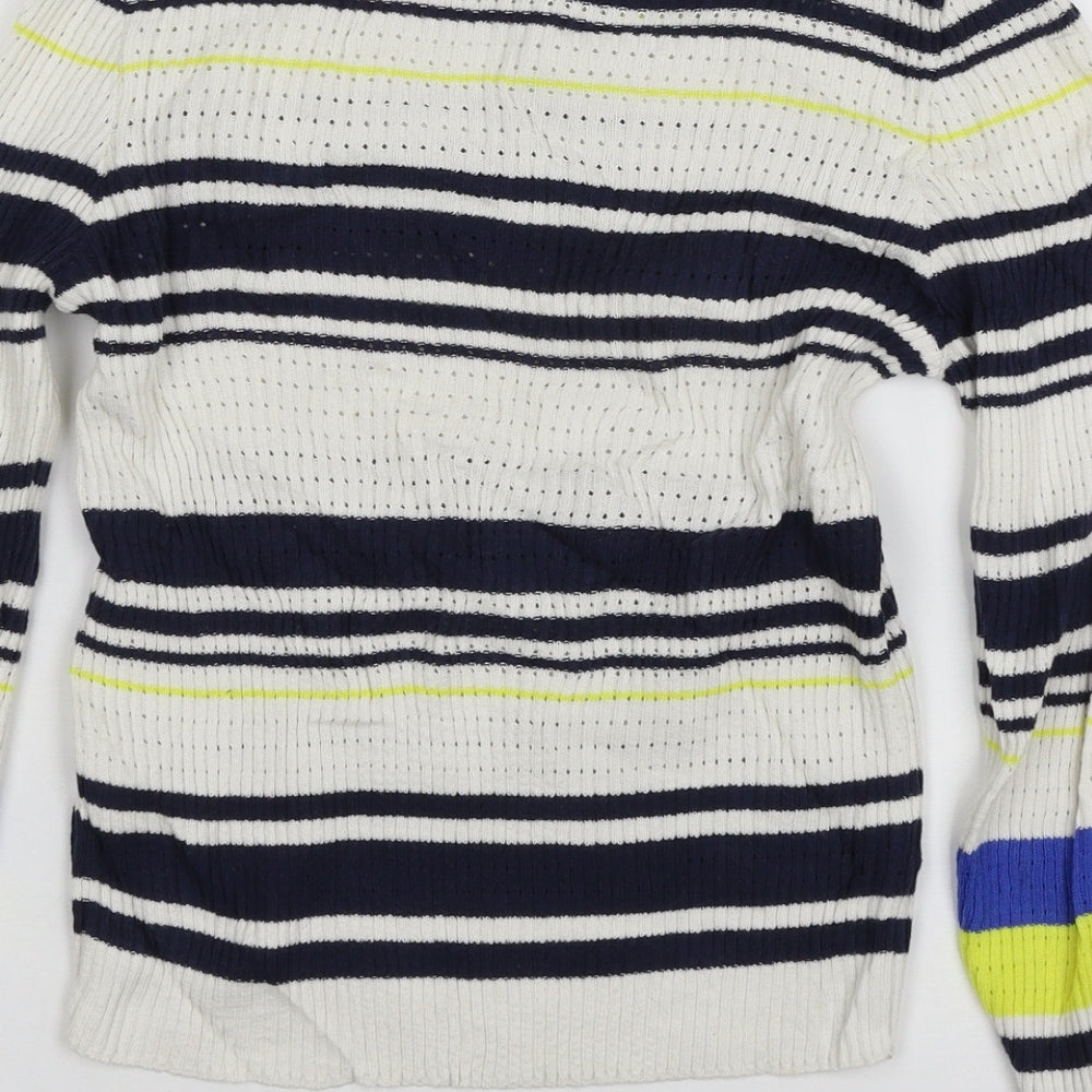 Stradivarius Womens White Striped Knit Pullover Jumper Size S