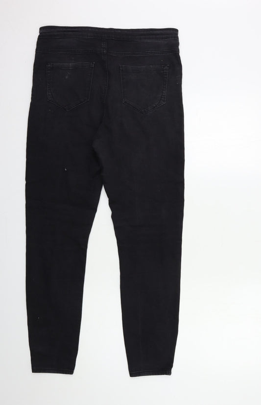 Denim & Co. Womens Black Denim Skinny Jeans Size 14 L28 in