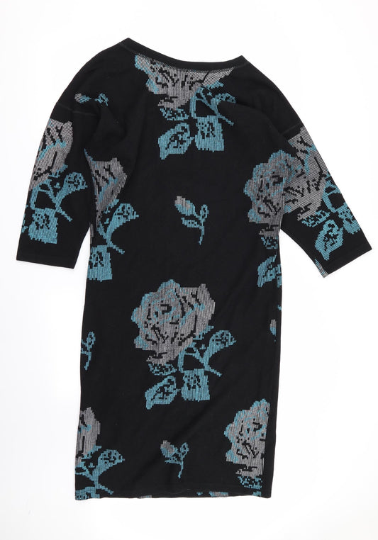 Preworn Womens Black Geometric Fit & Flare Size 10