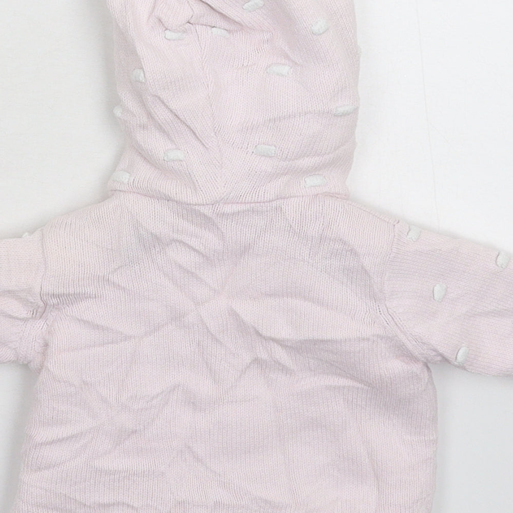 Brand and care label for Matalan girls’ pink knit jacket coatigan, size 0-3, months