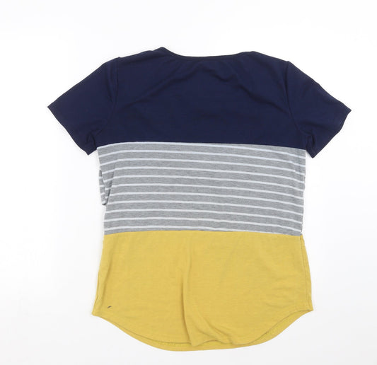 Preworn Womens Grey Striped Basic T-Shirt Size M