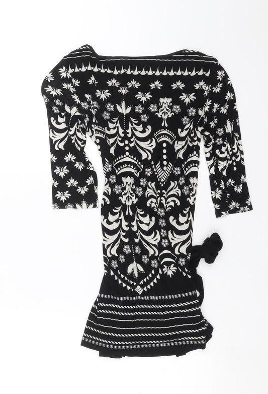 NEXT Womens Black Floral Basic Blouse Size 8