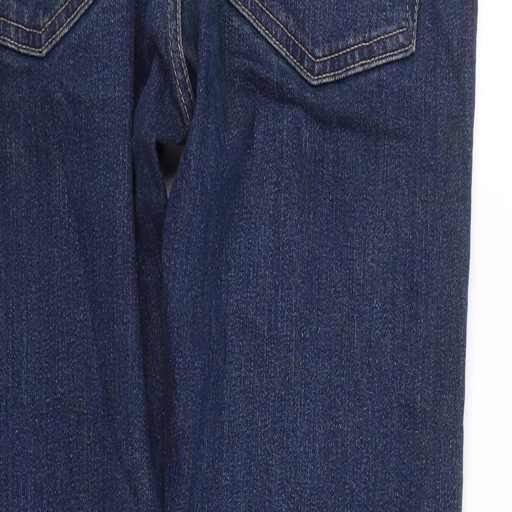 Brand and care label for Kirkland Signature women’s beige straight jeans, size UK 32, 29-inch leg