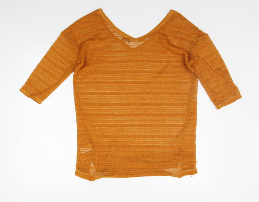 NEXT Womens Orange Geometric Basic T-Shirt Size 10