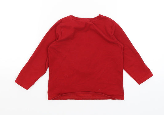 Primark Boys Red Basic T-Shirt Size 3-4 Years - Reindeer