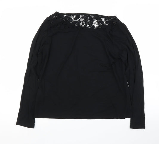 M&S Womens Black Floral Basic Blouse Size 16