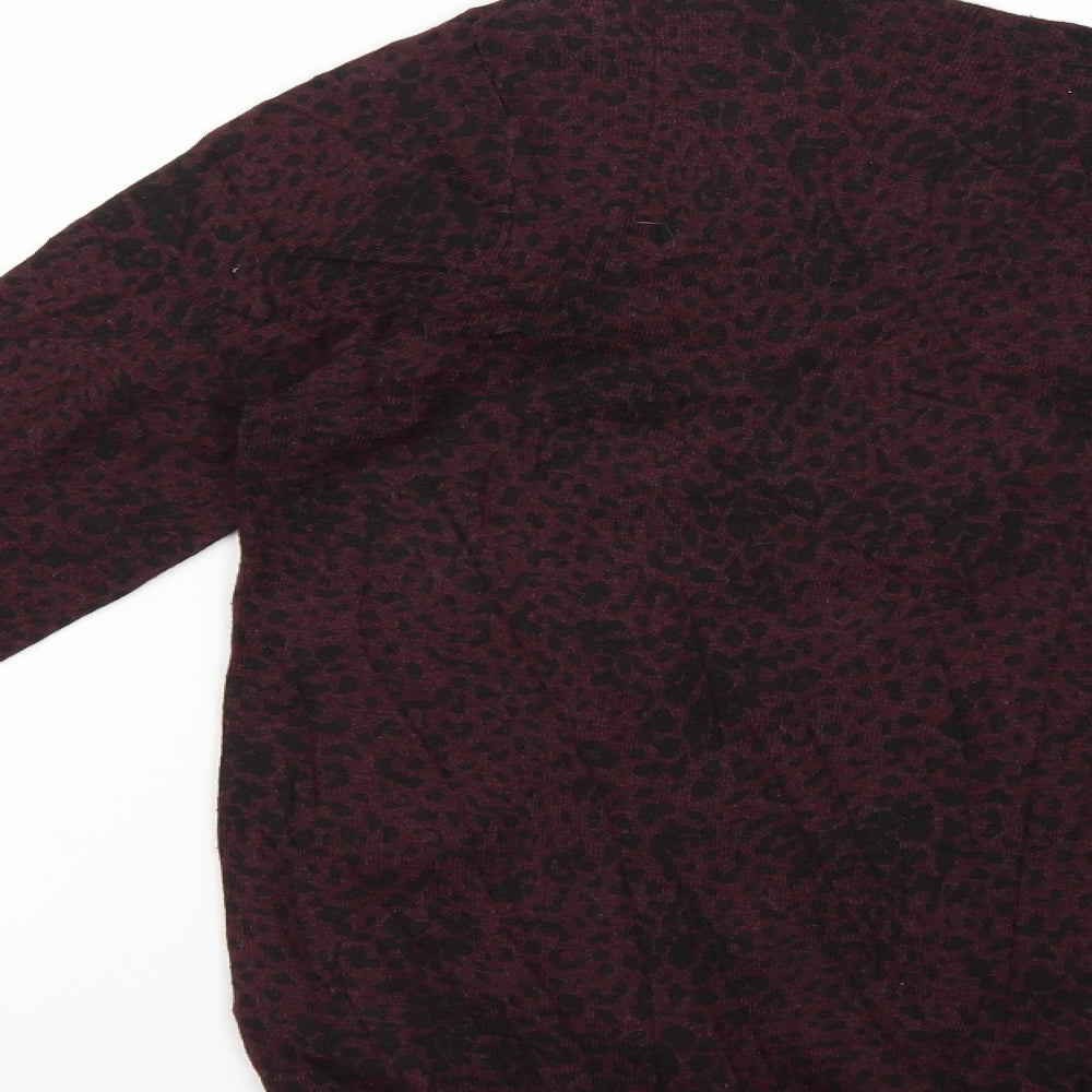 Warehouse Womens Purple Animal Print Pullover Jumper Size 14
