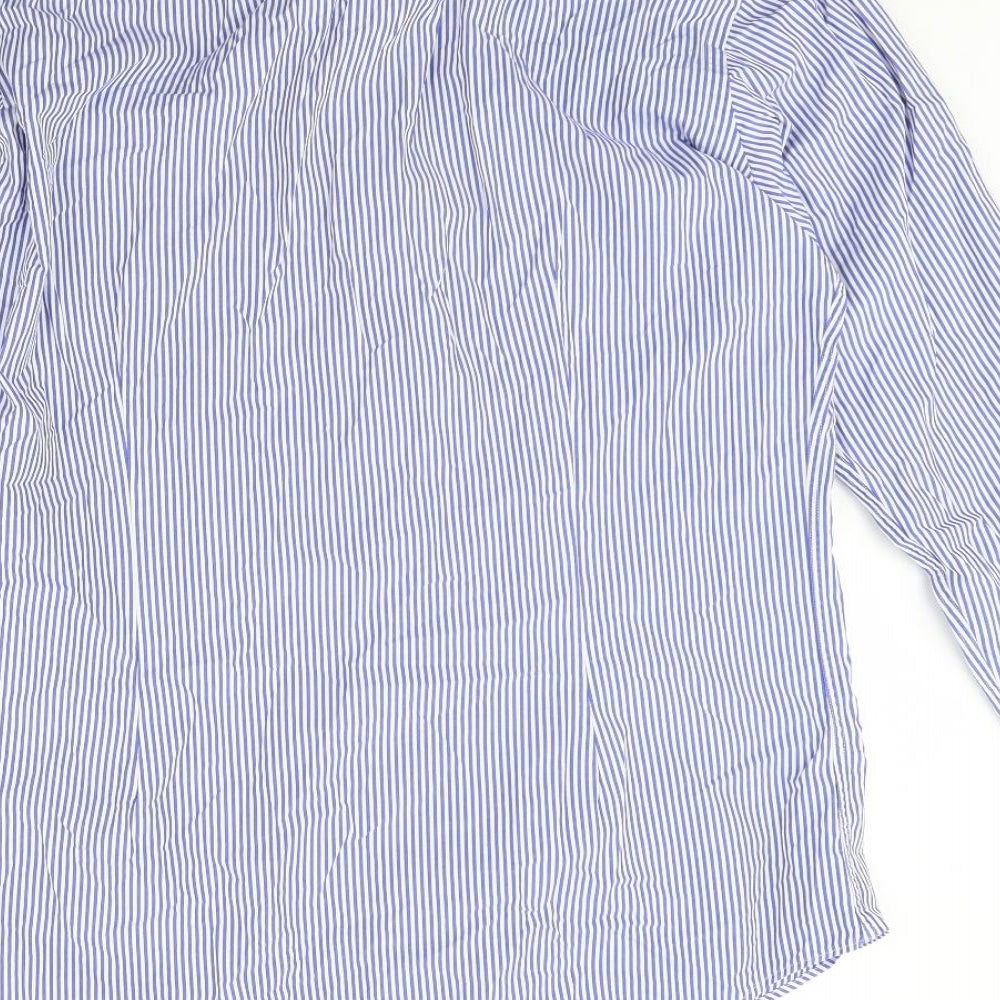 T.m Jewin Mens Blue Striped Dress Shirt Size 36