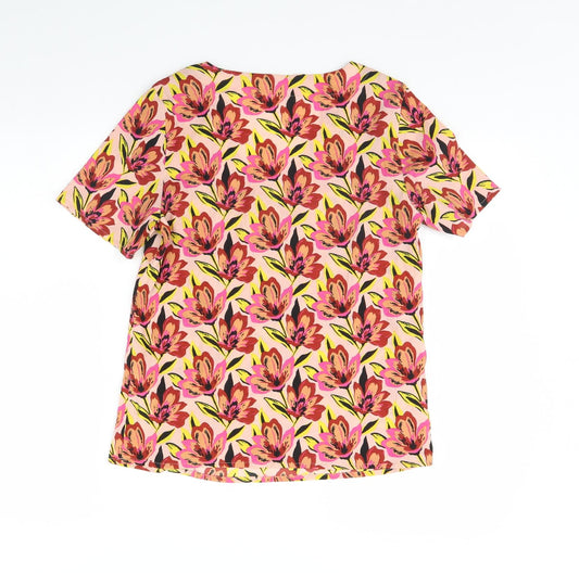 Pieces Womens Pink Floral Basic Blouse Size M