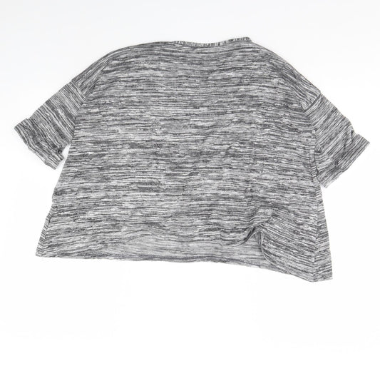 Blooming Marvellous Womens Grey Striped Cropped T-Shirt Size 10