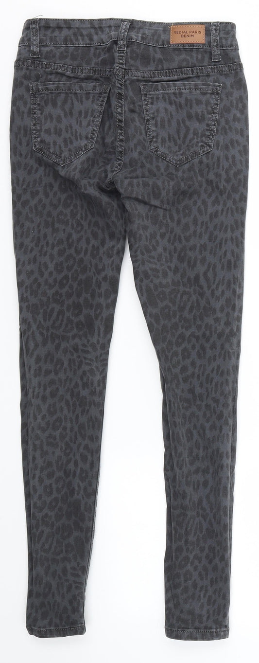 Redial Womens Multicoloured Animal Print Skinny Jeans Size 6 L27 in