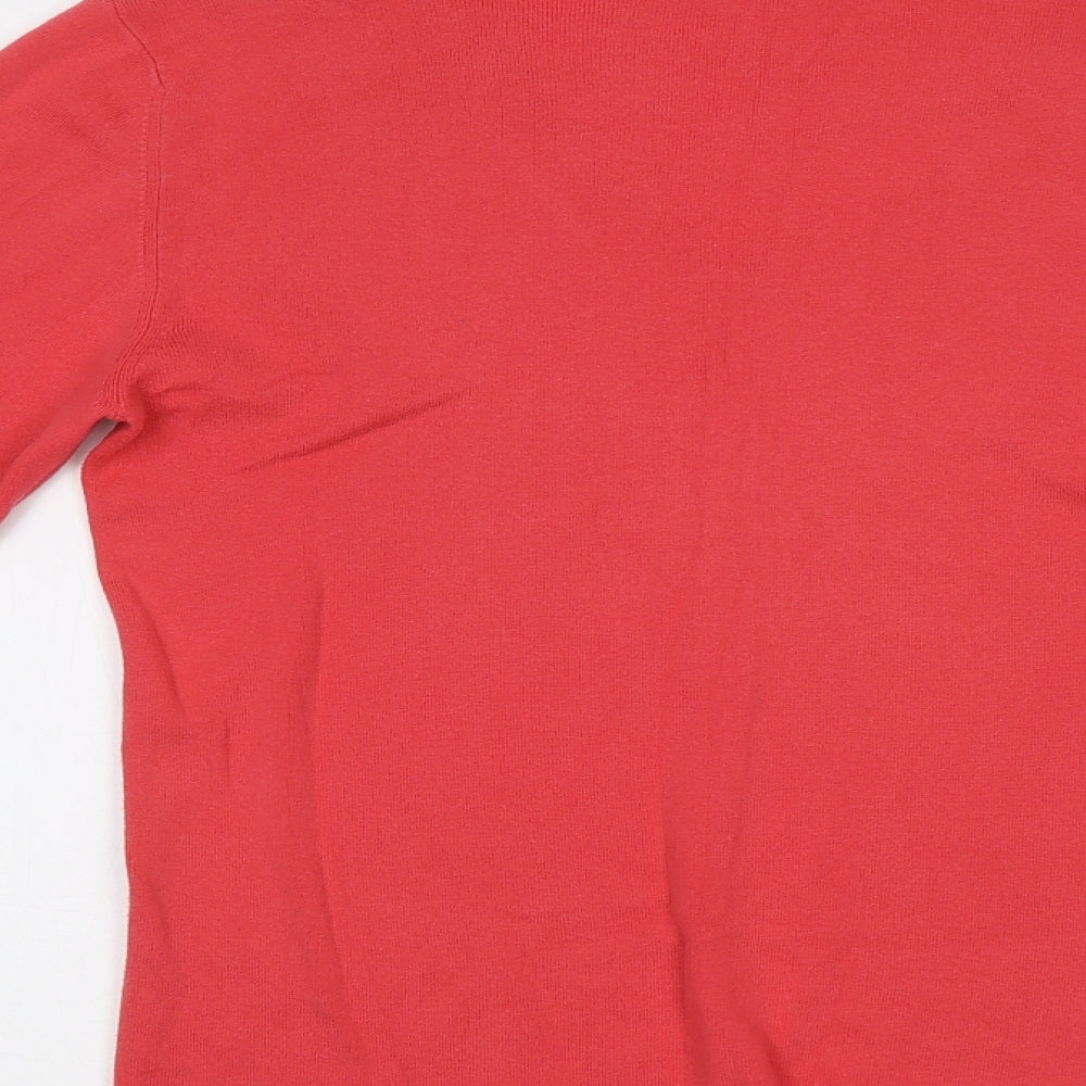 Repeat Womens Red Knit Henley Jumper Size S