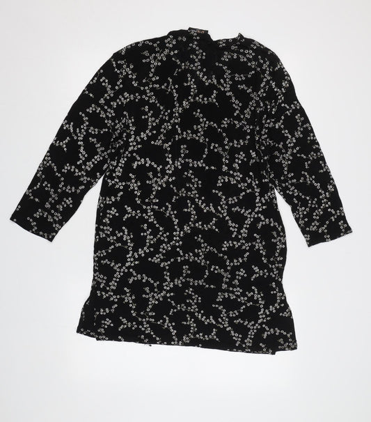 Es Se Plus Womens Black Floral Basic Blouse Size L