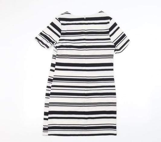 New Look Womens White Striped A-Line Size 8