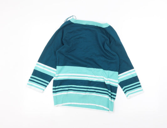 Roseanna Womens Blue Striped Basic T-Shirt Size S