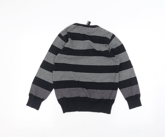 Backflips Boys Black Striped Pullover Jumper Size 9-10 Years