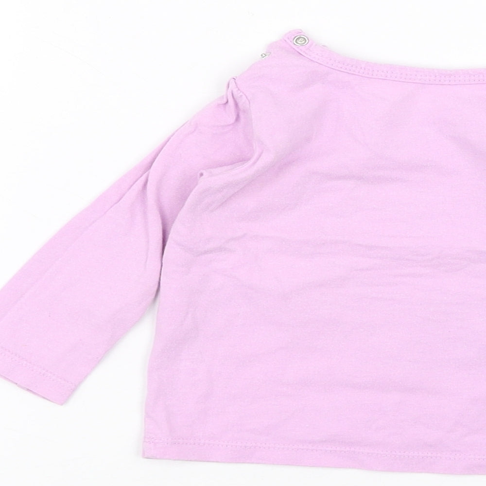 Brand and care label for Preworn Baby Purple Basic T-Shirt, size 0-3, Months