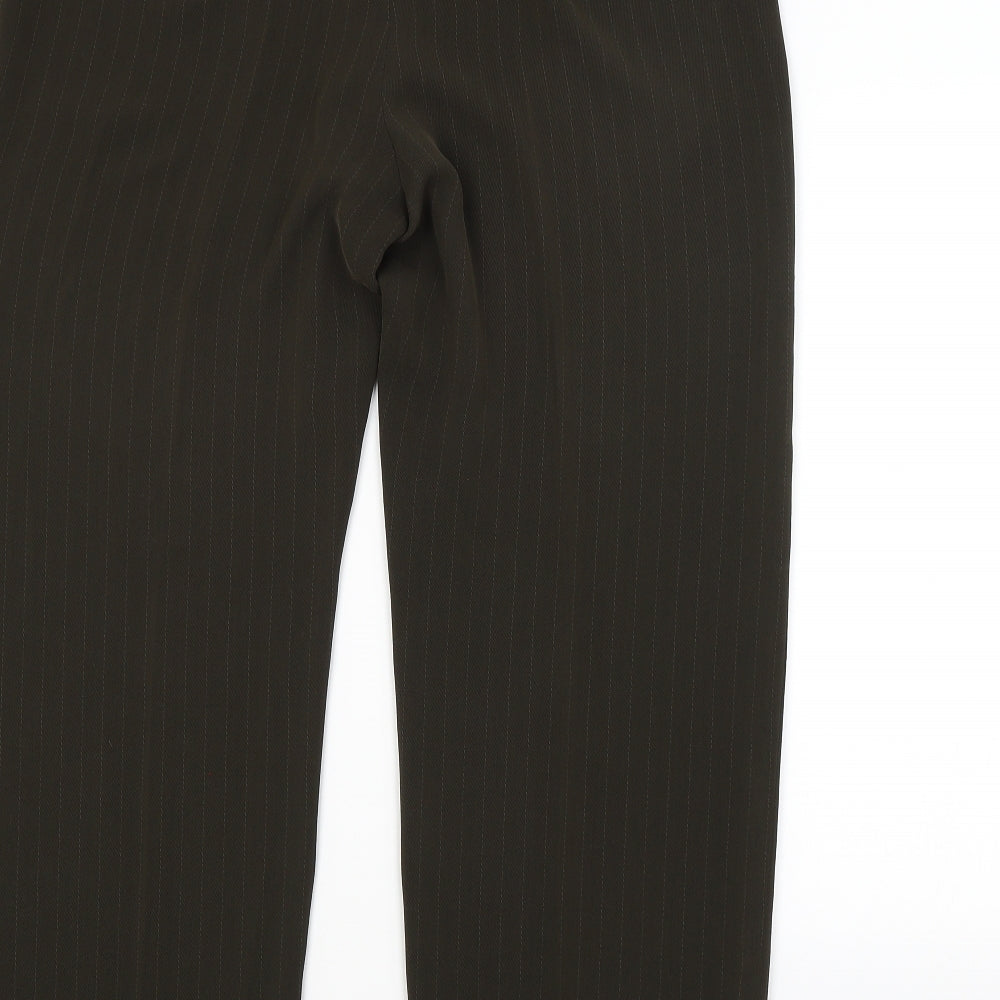 Debenhams Womens Green Striped Trousers Size 18 L28 in