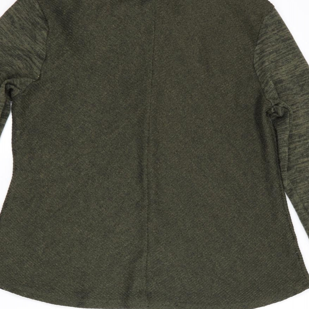 Brand and care label for Absolutely Famous women’s green jumper, size M
