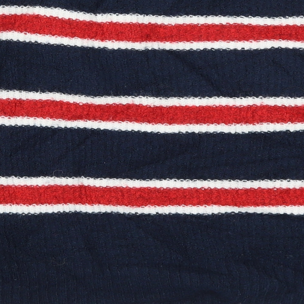 H&M Womens Blue Striped Knit Pullover Jumper Size M - Red
