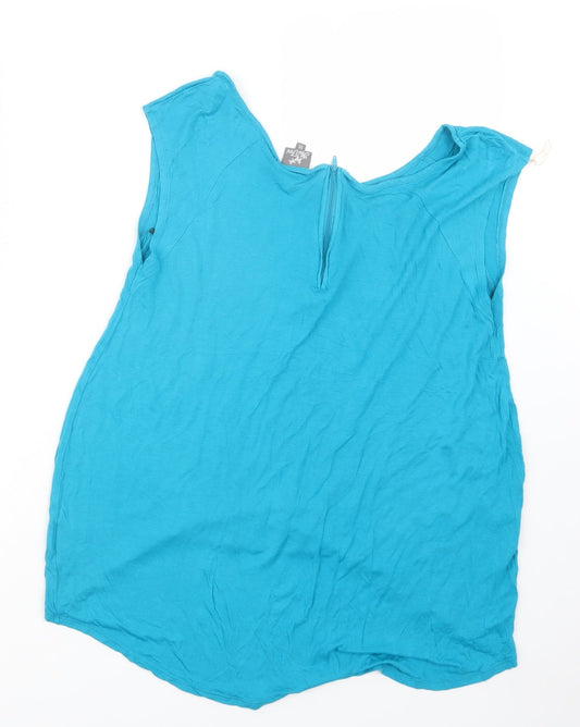 Miss Fiori Womens Blue Basic T-Shirt Size 14
