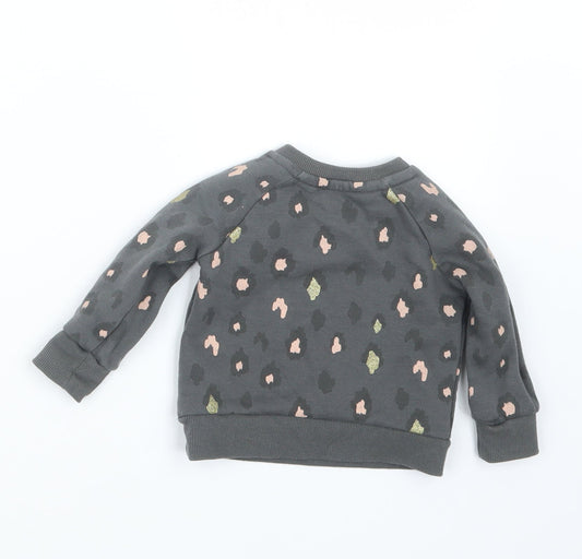 Primark Girls Grey Animal Print Pullover Jumper Size 3-6 Months