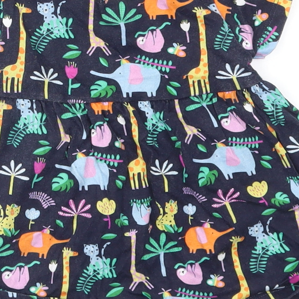 Brand and care label for Debenhams girls’ multicoloured animal print fit & flare, size 3-6, months
