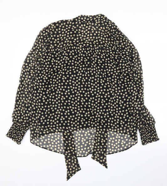 Dorothy Perkins Womens Black Polka Dot Basic Blouse Size 10