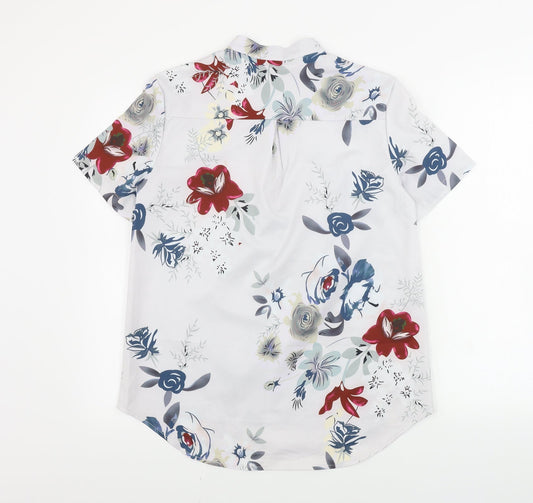 Preworn Womens Grey Floral Basic Button-Up Size S