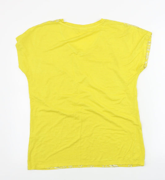 Damart Womens Yellow Floral Basic T-Shirt Size 10