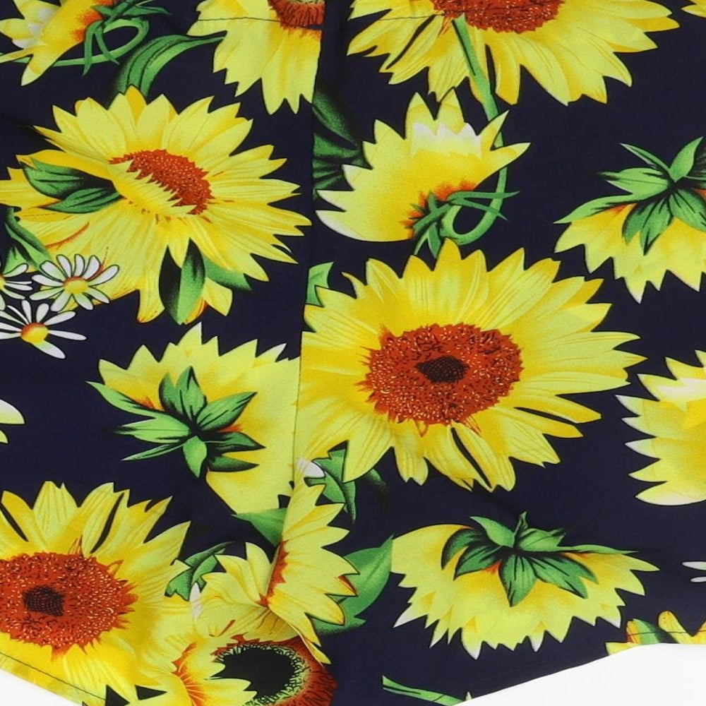 Preworn Womens Blue Floral Sweat Shorts Size L