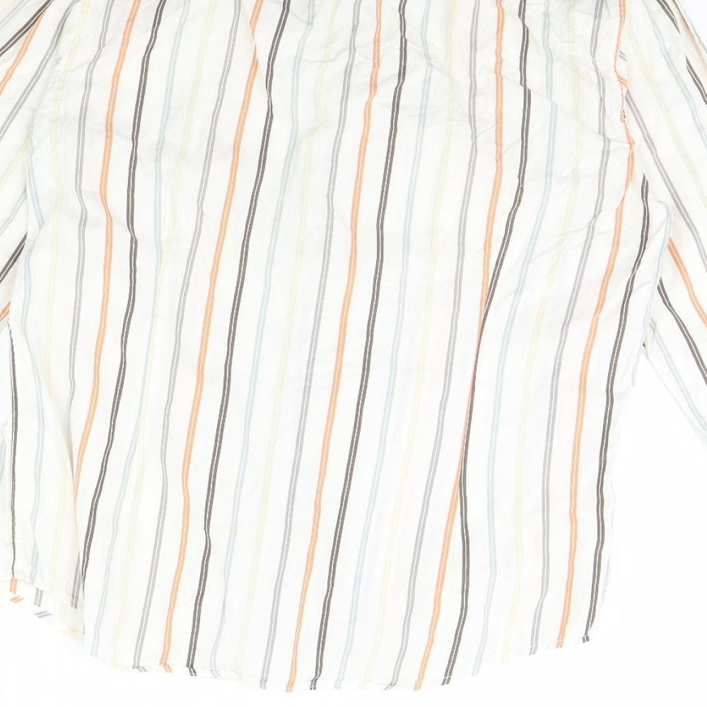 Peter Werth Mens Ivory Striped Dress Shirt Size M