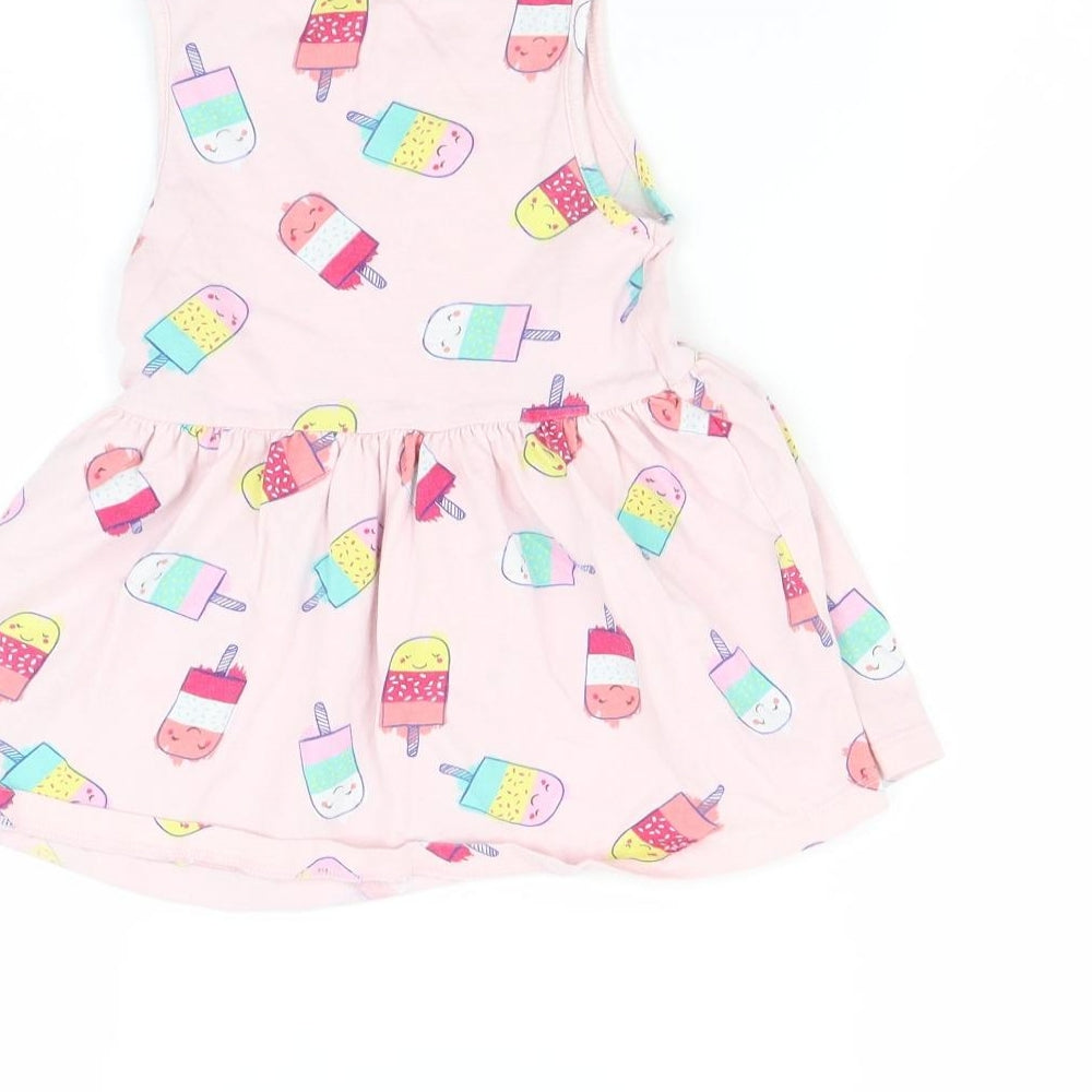 Brand and care label for F&F Baby Pink Fit & Flare, size 9-12, Months - Ice lolly print