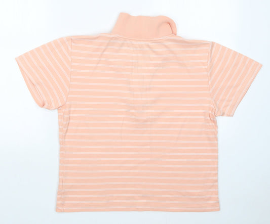 Image Womens Orange Striped Basic Polo Size L