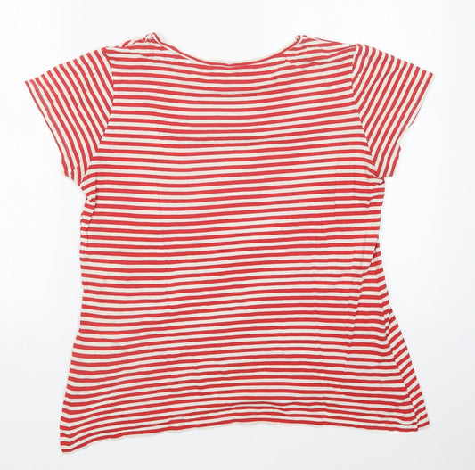 H&M Womens Red Striped Basic T-Shirt Size L