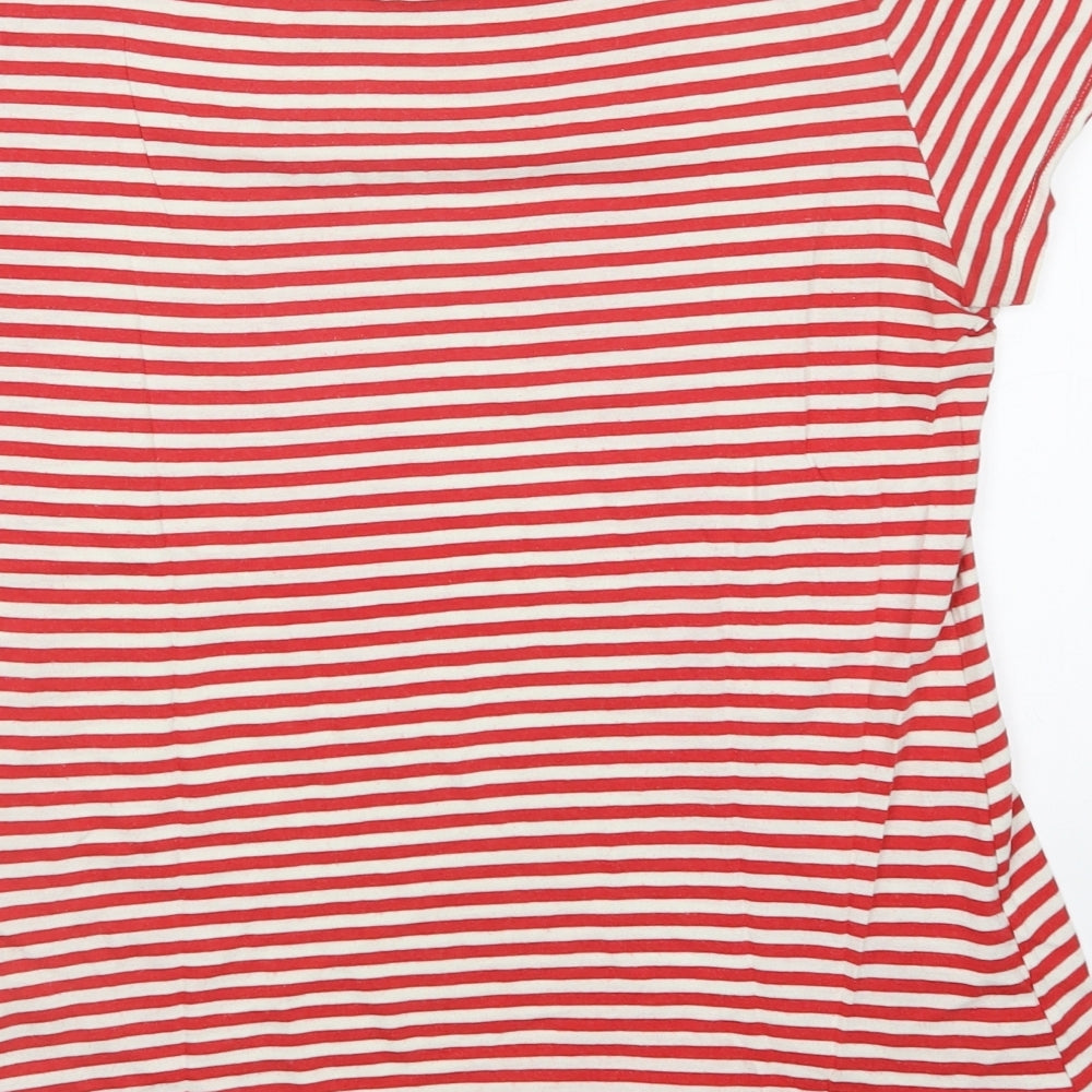 H&M Womens Red Striped Basic T-Shirt Size L