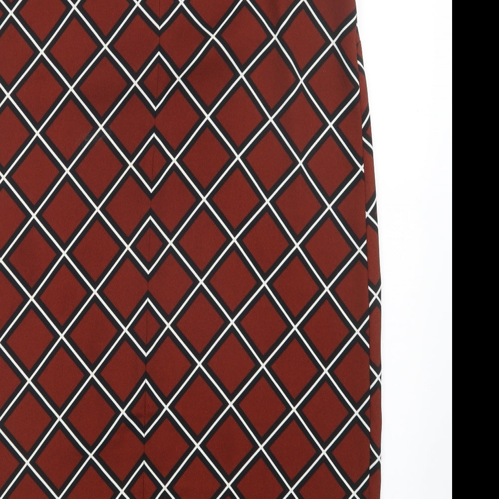 M&S Womens Brown Check Pencil Dress Size 14