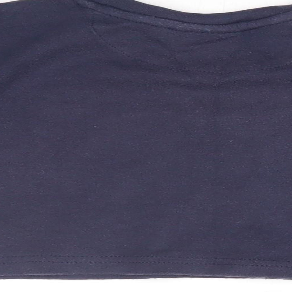 Brand and care label for Momy mouse Baby Blue Basic T-Shirt, size 12-18, Months