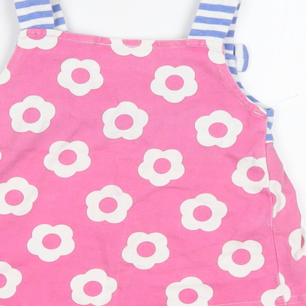 Brand and care label for BlueZoo Baby Pink Floral A-Line, size 3-6, Months