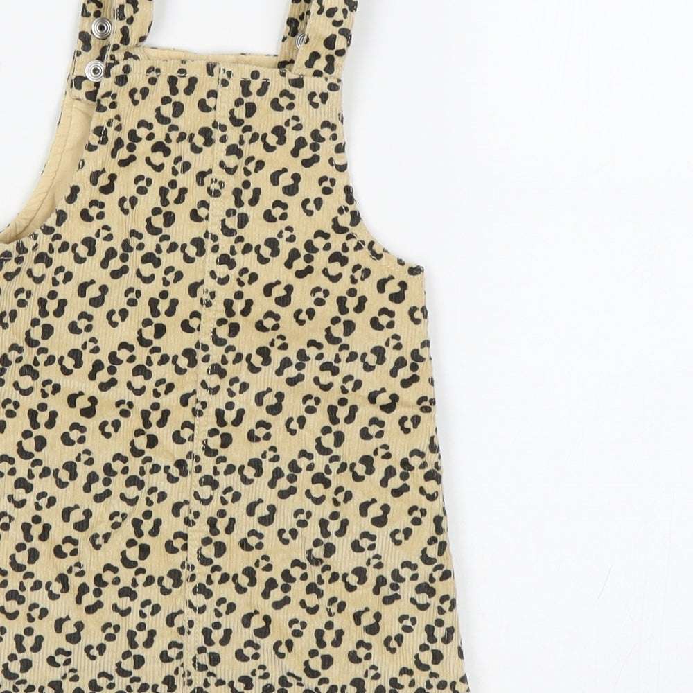 TU Baby Beige Animal Print Pinafore/Dungaree Dress Size 9-12 Months