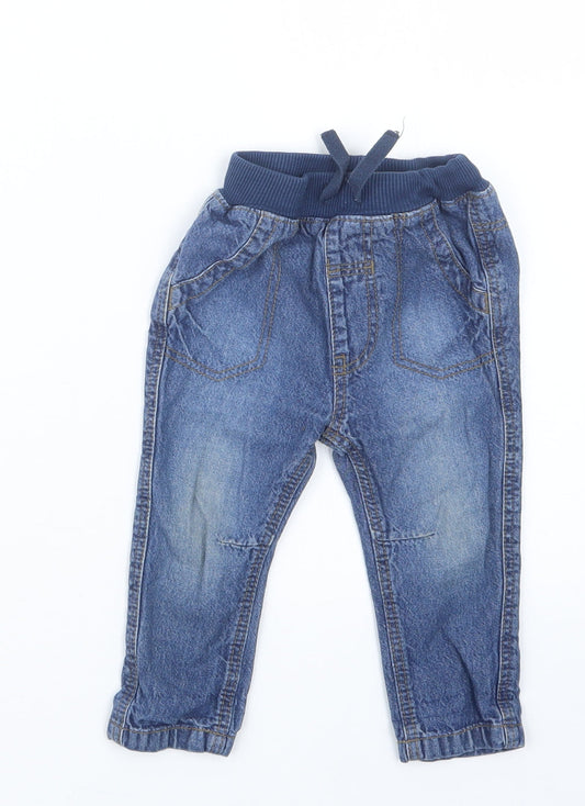George Boys Blue Denim Cargo Jeans Size 6-9 Months